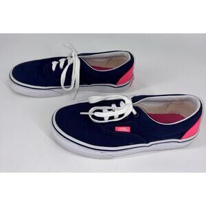 VANS Era Sneakers Youth Size 2 Navy Pink Heel Pop Girls Boys Skate Shoes MINT!